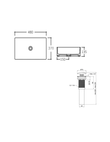Накладная раковина Q-Тap Tern QT17112074WN47301 White, 480х370х135 мм