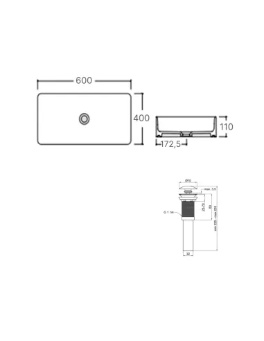 Накладная раковина Q-Тap Tern QT17112174WN47303 White, 600x400x110 мм