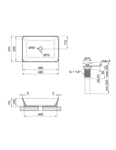Накладна раковина Q-Тap Virgo QT18112261WN47305 White, 490х350х110 мм