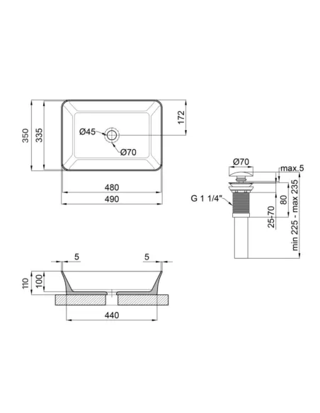 Накладна раковина Q-Тap Virgo QT18112261WN47305 White, 490х350х110 мм