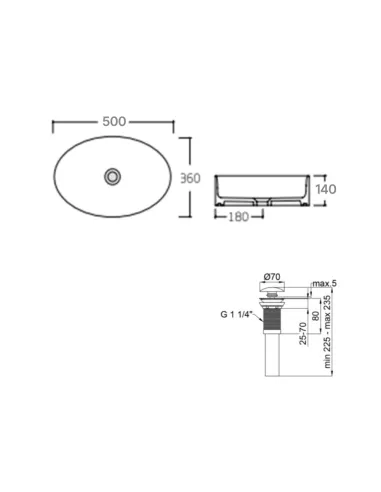 Накладная раковина Q-Тap Kolibri QT10113054WN47311 White, 500x360x140 мм