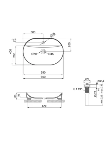 Накладная раковина Q-Тap Scorpio QT14112203WN47315 White, 600х400х120 мм