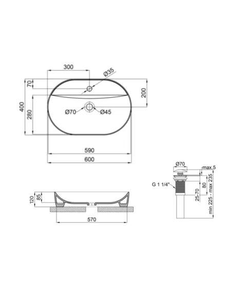 Накладная раковина Q-Тap Scorpio QT14112203WN47315 White, 600х400х120 мм