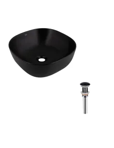 Накладная раковина Q-Тap Kolibri QT10112144MBMBN47316 Matt Black, 400х400х140 мм