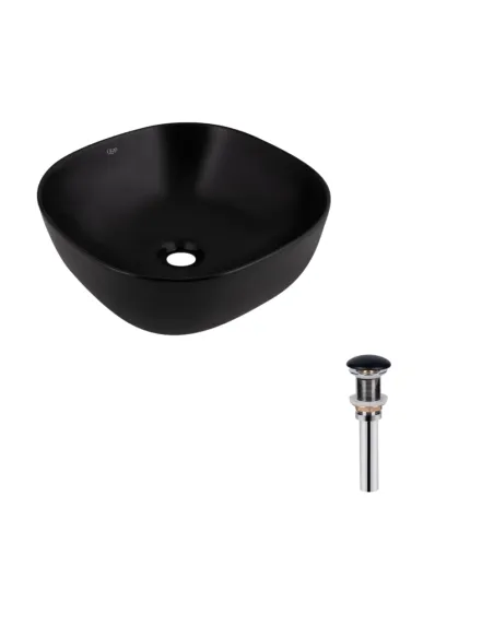 Накладная раковина Q-Тap Kolibri QT10112144MBMBN47316 Matt Black, 400х400х140 мм