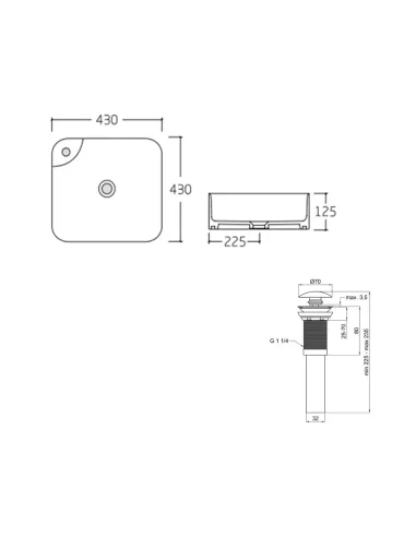 Накладна раковина Q-Тap Stork QT15112194WN47318 White, 430x430x125 мм