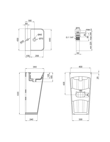 Раковина підлогова Q-Тap Tern QT1711G302WN47320 White, 440х380х830 мм
