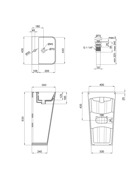 Раковина підлогова Q-Тap Tern QT1711G302WN47320 White, 440х380х830 мм