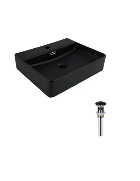 Керамическая раковина Q-Тap Nando LT QT12112173SMBMBN47322 Matt Black, 500х420х130 мм настенная