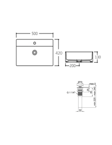 Керамічна раковина Q-Тap Nando LT QT12112173SMBMBN47322 Matt Black, 500х420х130 мм настінна