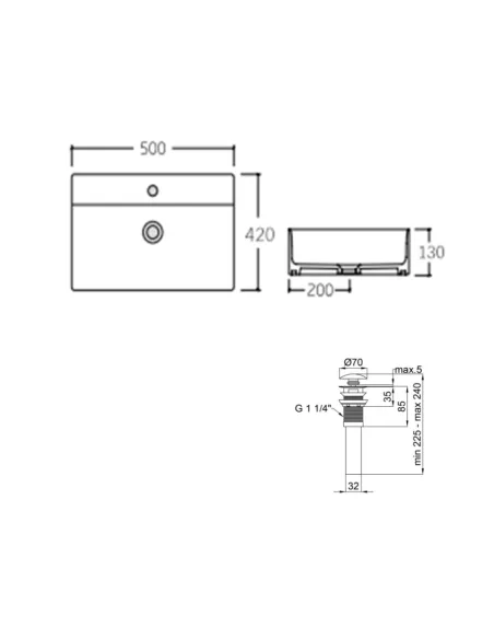 Керамическая раковина Q-Тap Nando LT QT12112173SMBMBN47322 Matt Black, 500х420х130 мм настенная