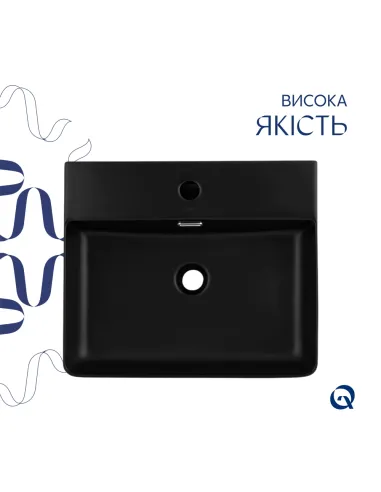 Керамічна раковина Q-Тap Nando LT QT12112173SMBMBN47322 Matt Black, 500х420х130 мм настінна