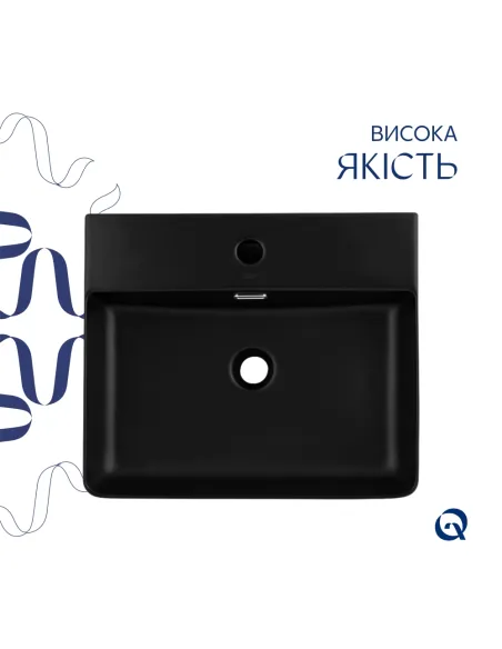 Керамическая раковина Q-Тap Nando LT QT12112173SMBMBN47322 Matt Black, 500х420х130 мм настенная