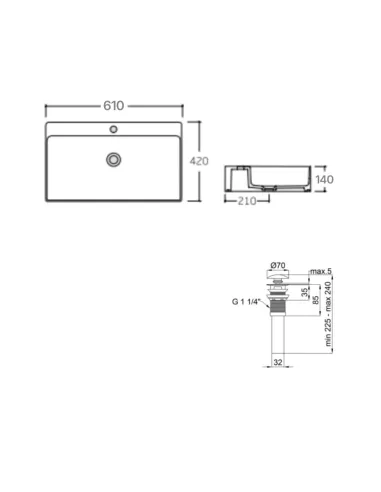 Керамічна раковина Q-Тap Nando LT QT12112173WN47326 White, 610х420х140 мм настінна