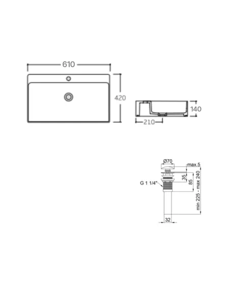 Керамічна раковина Q-Тap Nando LT QT12112173WN47326 White, 610х420х140 мм настінна