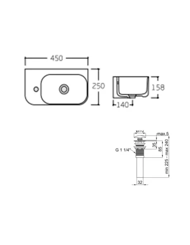 Керамічна раковина Q-Тap Tern QT17115117LWN47327 White, 450х250х158 мм настінна
