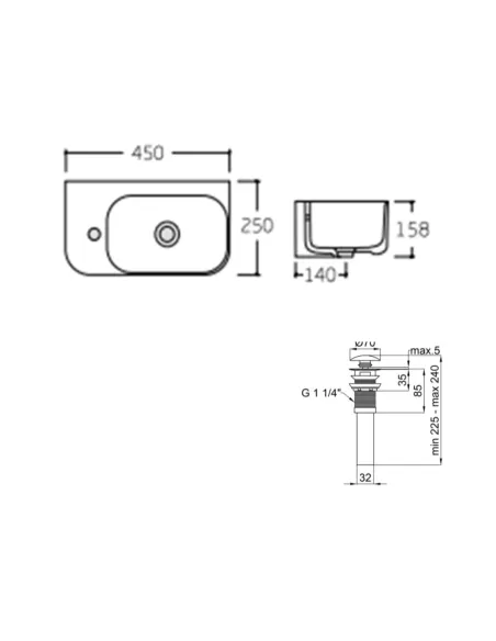 Керамічна раковина Q-Тap Tern QT17115117LWN47327 White, 450х250х158 мм настінна