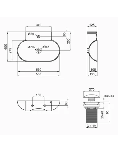 Керамічна раковина Q-Тap Cardinal QT0411K177WN47330 White, 565х400х130 мм настінна