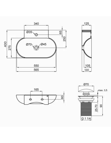 Керамическая раковина Q-Тap Cardinal QT0411K177WN47330 White, 565х400х130 мм настенная
