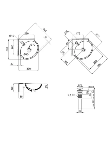 Керамічна раковина Q-Тap Leo N QT11115010WN47331 White, 380x360x130 мм настінна