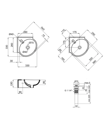 Керамічна раковина Q-Тap Leo N QT11115010WN47331 White, 380x360x130 мм настінна