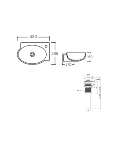 Керамічна раковина Q-Тap Leo QT11115011LWN47332 White, 430x285x160 мм настінна