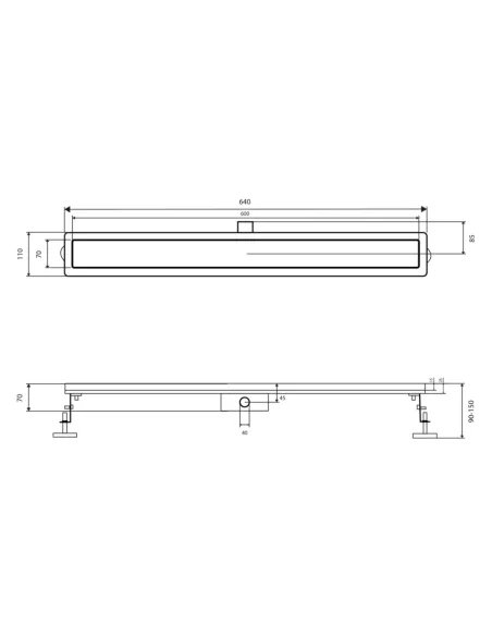 Душевой линейный трап Q-Тap Taurus 600, сухой затвор