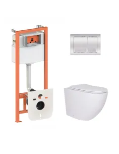 Инсталляция с унитазом Q-Tap Robin QT13332381AW47498 4 в 1, 3/8 литра