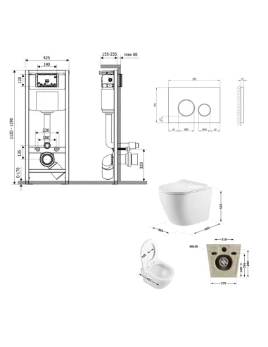 Інсталяція з унітазом Q-Tap Robin QT13332381AW47500 4 в 1, 3/8 літра