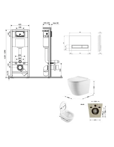 Інсталяція з унітазом Q-Tap Robin QT13332381AW47503 4 в 1, 3/8 літра
