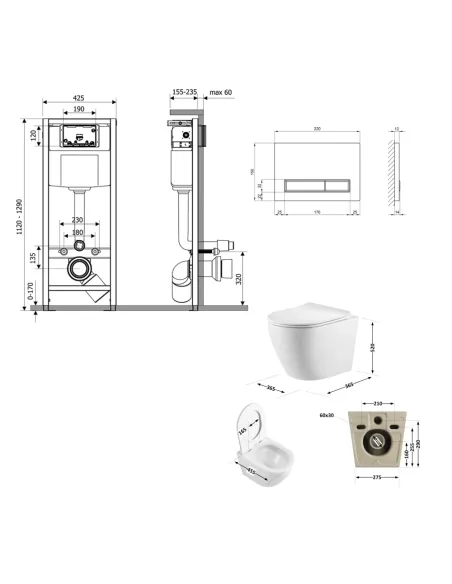 Інсталяція з унітазом Q-Tap Robin QT13332381AW47503 4 в 1, 3/8 літра