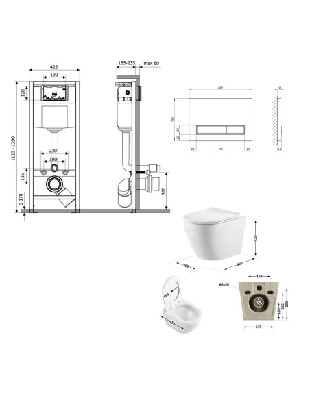 Інсталяція з унітазом Q-Tap Robin QT13332381AW47504 4 в 1, 3/8 літра