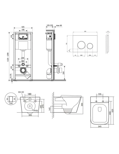 Інсталяція з унітазом Q-Tap Tern QT17332303AW47509 4 в 1, 3/8 літра