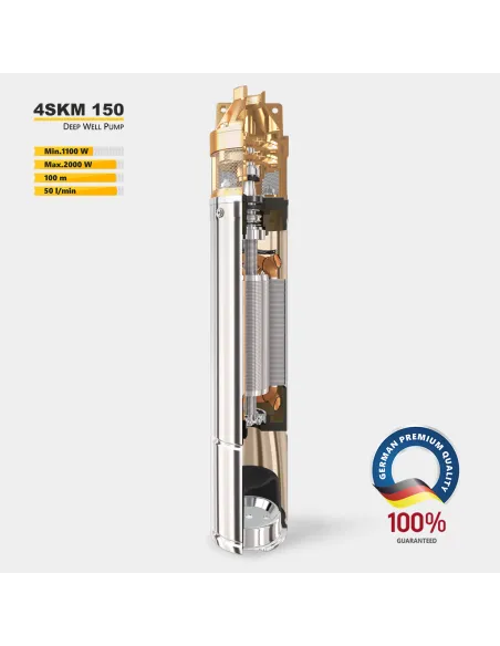 Центробежный глубинный насос Tekk Haus 4SKM-150 2 кВт, пульт, кабель 40 метров