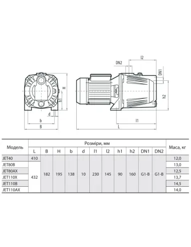 Центробежный поверхностный насос NPO JET 110X, 1.1 кВт