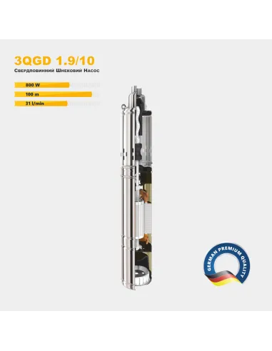 Шнековий насос для свердловин Tekk Haus 3QGD 1,9/10 0.8 кВт, кабель 15 метрів