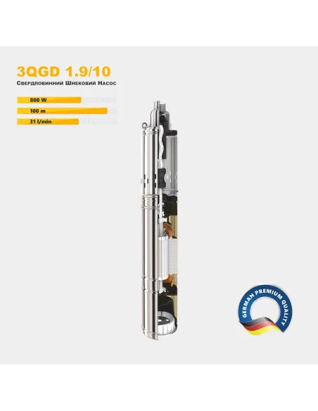 Шнековий насос для свердловин Tekk Haus 3QGD 1,9/10 0.8 кВт, кабель 15 метрів