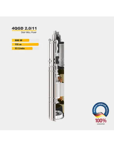 Шнековый насос для скважин Tekk Haus 4QGD 2,0/11 0.8 кВт, кабель 15 метров