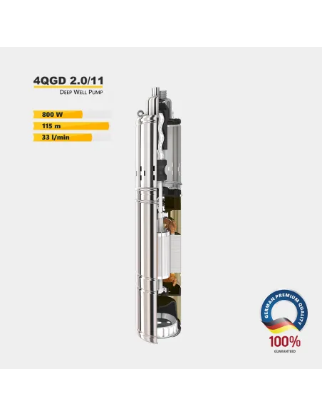 Шнековий насос для свердловин Tekk Haus 4QGD 2,0/11 0.8 кВт, кабель 15 метрів