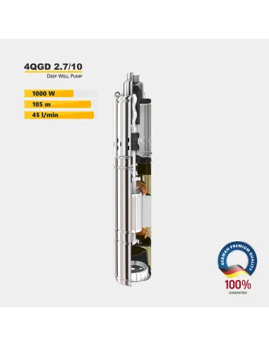 Шнековый насос для скважин Tekk Haus 4QGD 2,7/10 1 кВт, кабель 15 метров