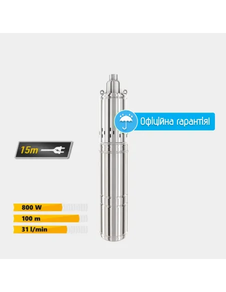 Шнековий насос для свердловин Tekk Haus 3QGD 1,9/10 0.8 кВт, кабель 15 метрів