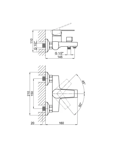 Змішувач для ванни Brinex 35W BRIN35W006N 006N білий, ABS пластик