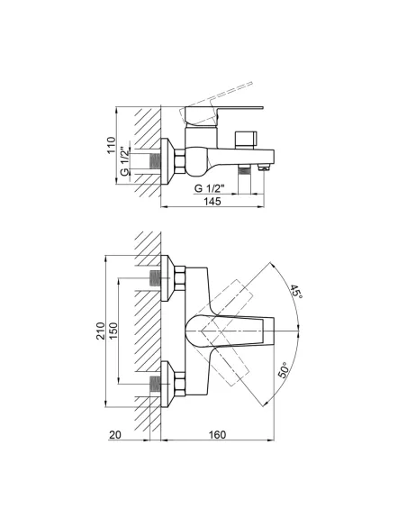 Змішувач для ванни Brinex 35W BRIN35W006N 006N білий, ABS пластик