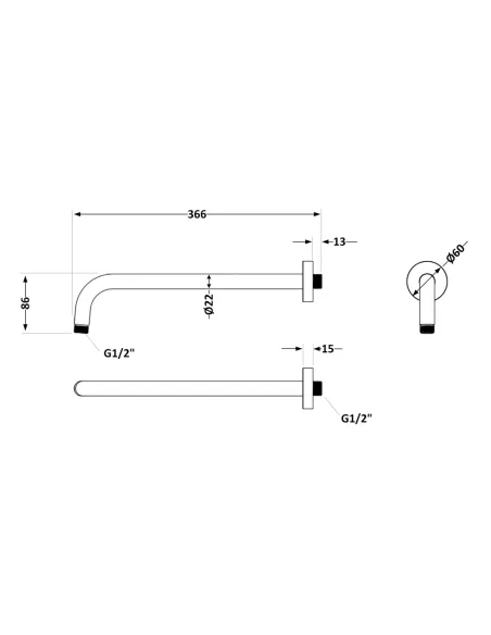 Кронштейн для верхнього душу Q-Tap Trubice QTTRU120BLM45927 Black Matt