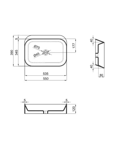Накладна раковина Q-Tap Scorpio QT14112243MBN Matt Black, 550х390х120 мм