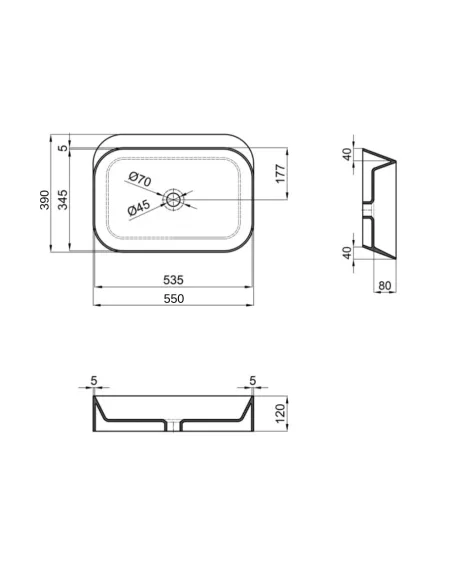 Накладная раковина Q-Тap Scorpio QT14112243MBN Matt Black, 550х390х120 мм