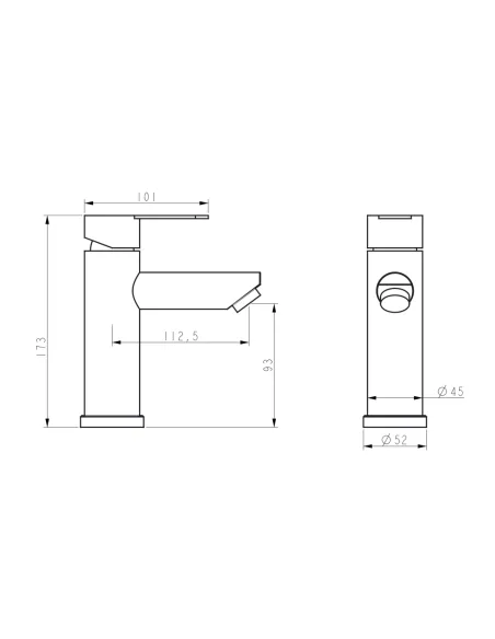 Змішувач для умивальника Brinex Pure 001F BRIPUR001FGRP Graphite, нержавіюча сталь