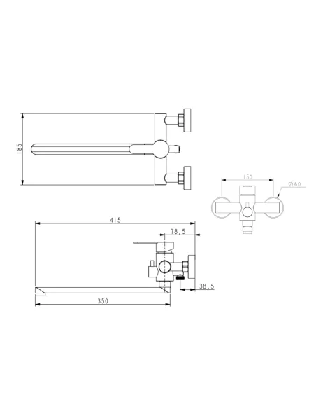 Змішувач для ванни Brinex Pure 005 BRIPUR005NKL Nickel із душовим набором