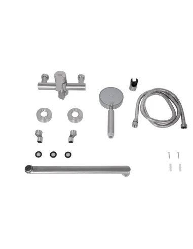 Змішувач для ванни Brinex Pure 005 BRIPUR005NKL Nickel із душовим набором