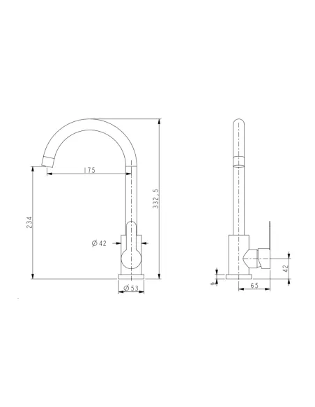 Смеситель для кухни Brinex Pure 015F BRIPUR015FGRP Graphite, нержавеющая сталь